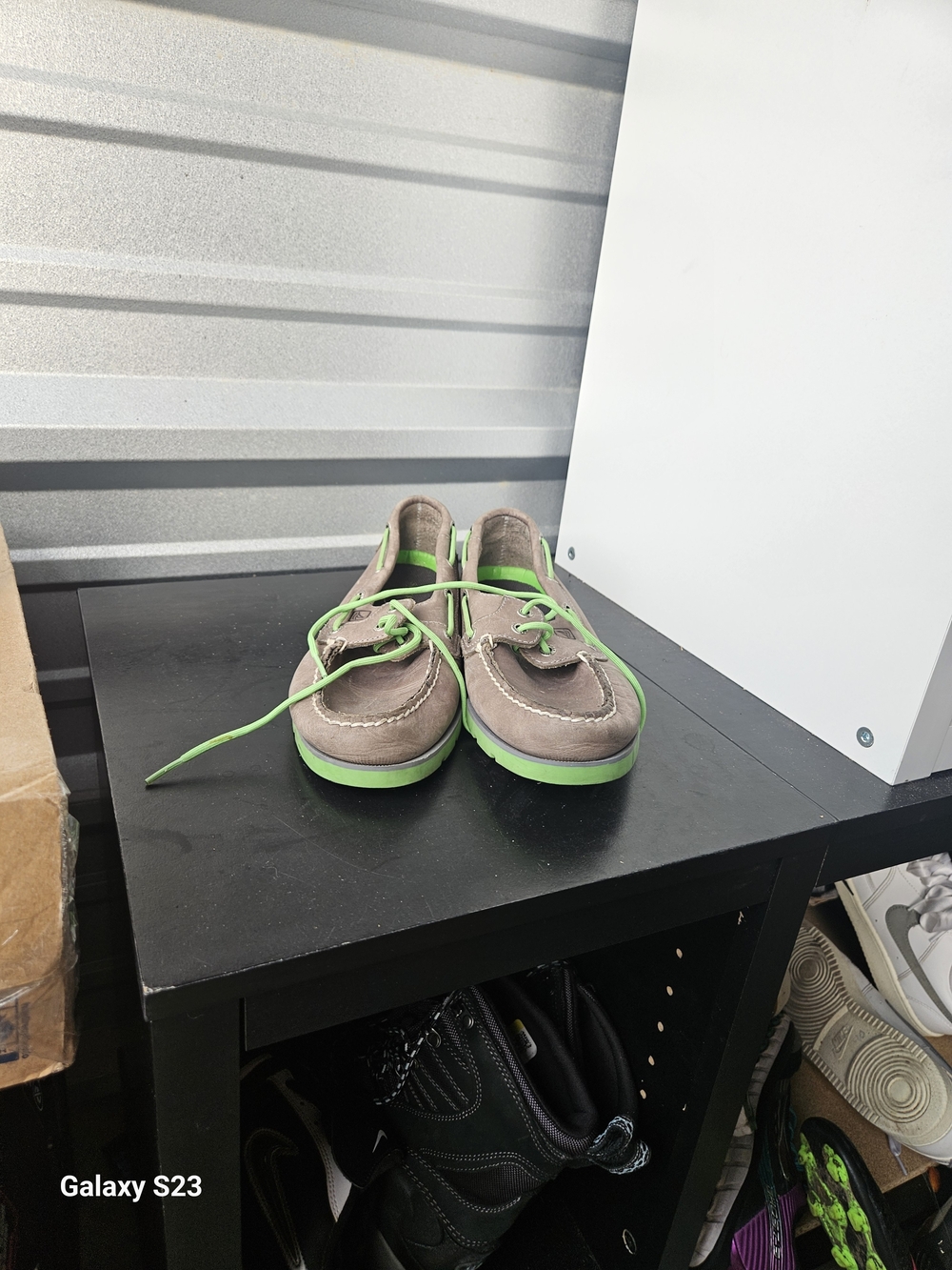 Sperry Top-Sider Men’s 9.5M Brown Leather Neon Green Boat Shoes Loafers
